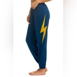 Aviator Nation Blue Joggers with Yellow Bolt